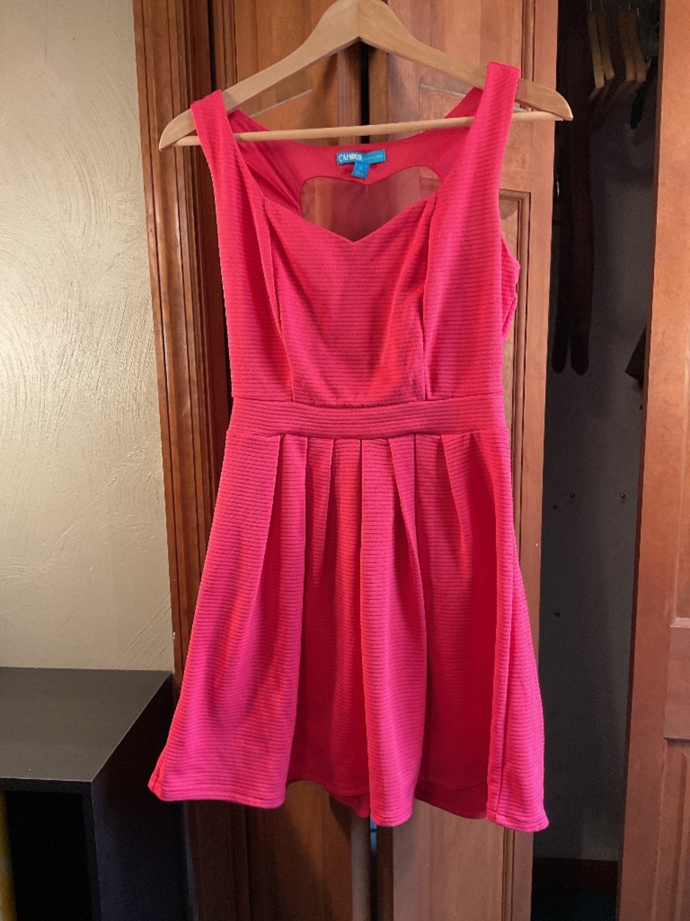 Pink dress zipper up waist and whole and heart opening in back